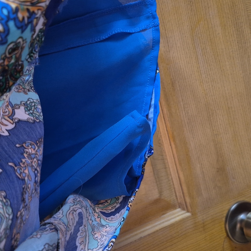 Laundry By Shelli Segal Vibrant Blue Multi Dress Beautiful Design Zip Closure 8 - Picture 7 of 11